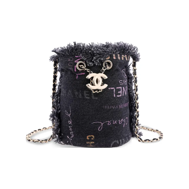 CHANEL Denim Bucket Bags Crossbody Bag, Shoulder Bag Women's Black-0