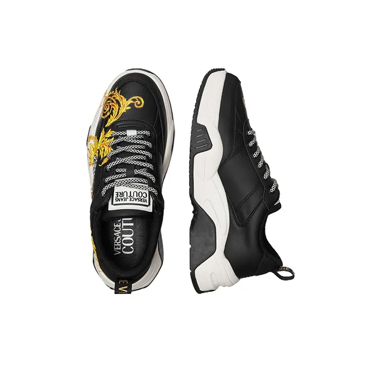 VERSACE JEANS Stargaze Sports Casual Shoes Men's Black Gold-3
