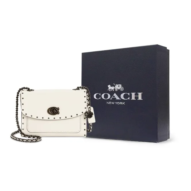COACH Parker Cow Leather Stud Bag, Crossbody Bag, Shoulder Bag Women's White-5