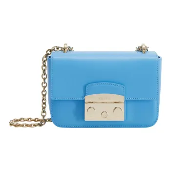 Furla Metropolis Collection Leather Shoulder Bag Crossbody Bag Mini Women's Blue