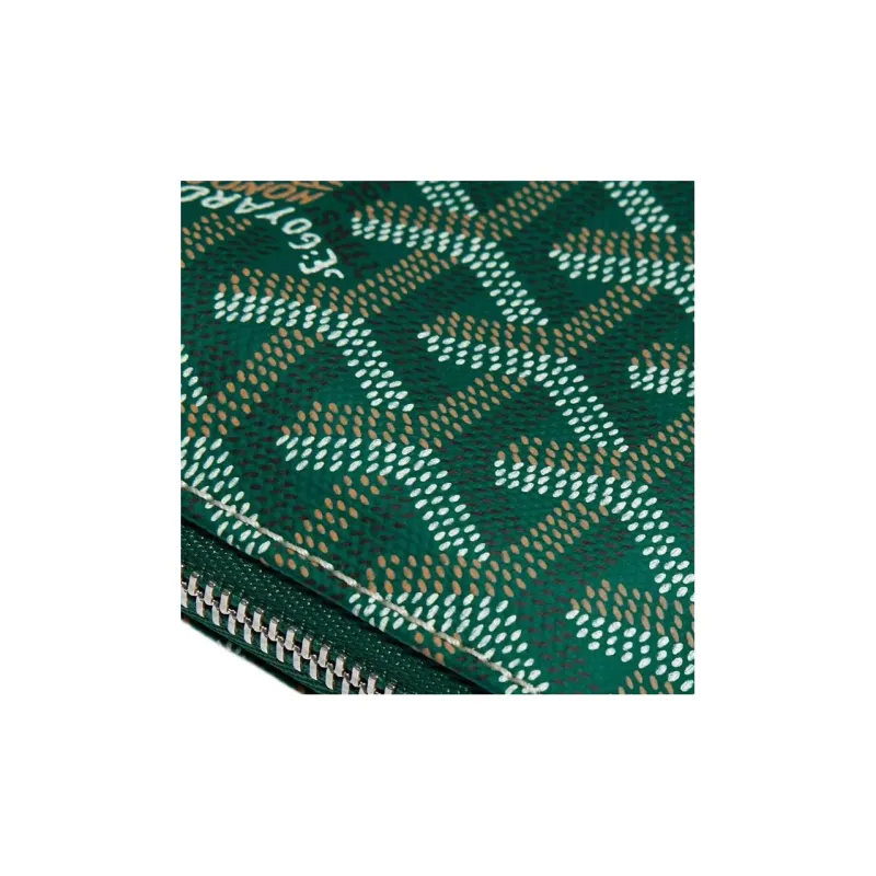 GOYARD SENAT Canvas With Calfskin Wallet Card Holder Clutch Mini Unisex Green-3