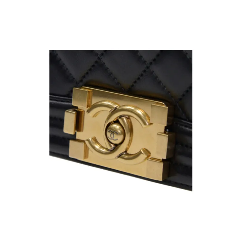 CHANEL LEBOY Calfskin Shoulder Bag, Crossbody Bag Trumpets Women's Black-4