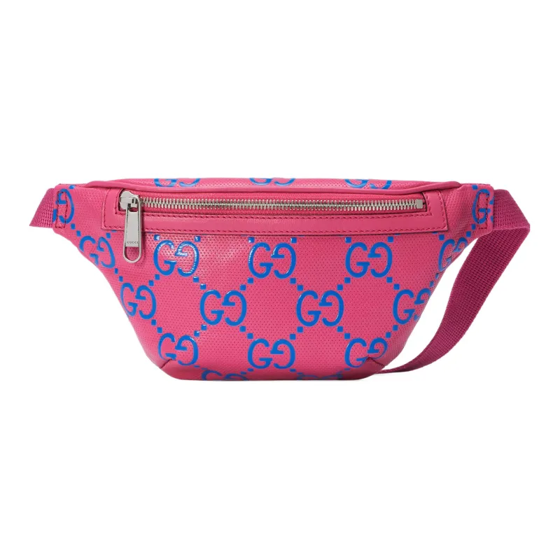 GUCCI Leather One Shoulder Crossbody Bag Sling Bag Fanny Pack Small Size Men's Pink-0