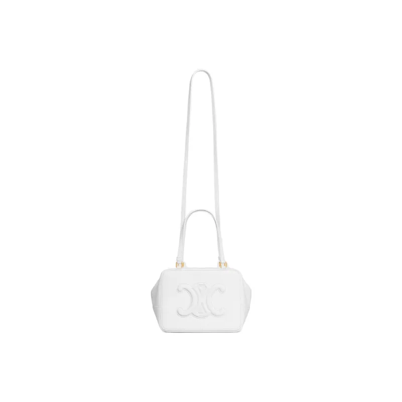 CELINE Smooth Cow Leather Shoulder Bag Crossbody Bag Handbag Women's Arctica White-3