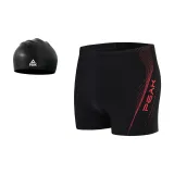 Black Red Swimming Shorts+Black Swimming Cap