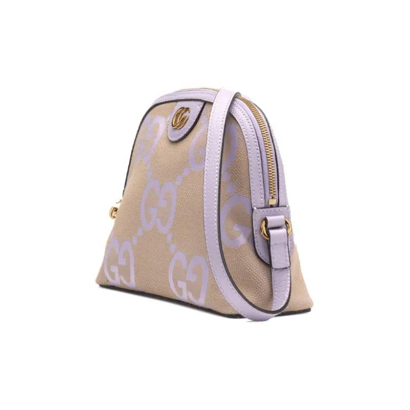 GUCCI Ophidia Canvas With Leather Shoulder Bag, Crossbody Bag Trumpets Women's Beige/Light Purple-1