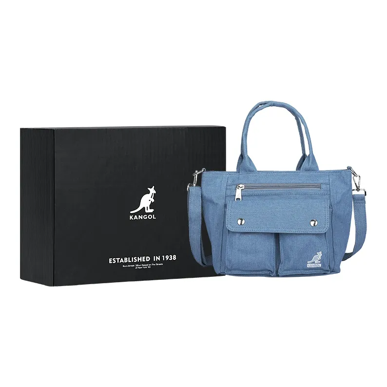 KANGOL Canvas Canvas Bag Dumpling Bag Crossbody Handbag Medium Size Women's Black-20