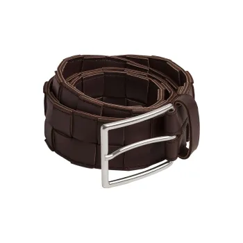 Bottega Veneta Sheepskin Leather Belts Men's Chocolate Brown 4CM