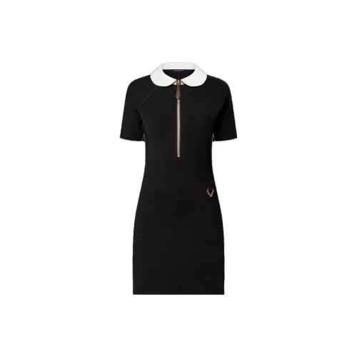 LOUIS VUITTON Short-Sleeved Dresses Women's Black