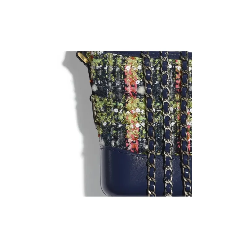 CHANEL Gabrielle Calfskin With Tweed Handbag, Shoulder Bag, Crossbody Bag Trumpets Women's Multicolor-3