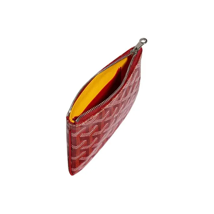 GOYARD SENAT Canvas With Calfskin Wallet Card Holder Clutch Mini Unisex Red-1