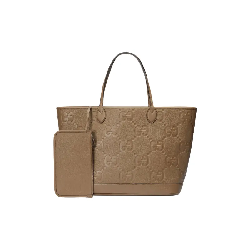 GUCCI Leather Tote Bag Shopping Bag Handbag Shoulder Bag Men's Taupe-1
