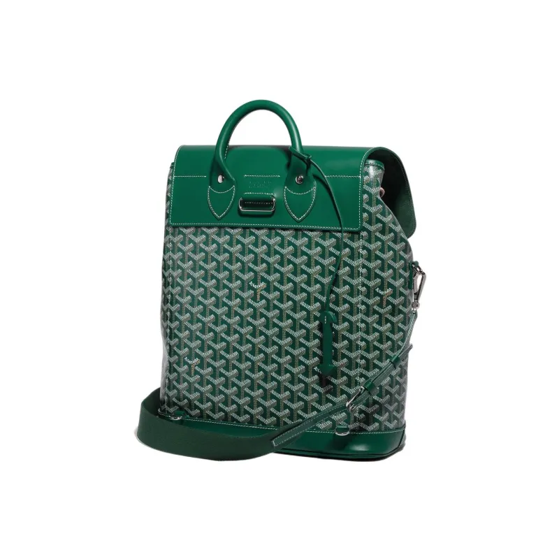 GOYARD Alpin Canvas With Leather Backpack Medium Size Unisex Green-2