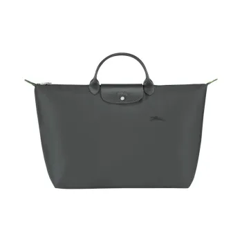 LONGCHAMP Le Pliage Green Canvas With Leather Trim Canvas Bag Travel Bag Handbag Large Size Women's Graphite Gray