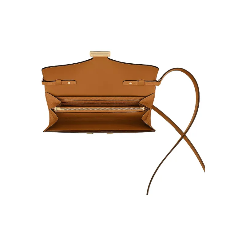 HERMES Constance Long To Go Epsom Leather Wallets Handheld Shoulder Bag Crossbody Bag Women's 1H Toffee Brown-2