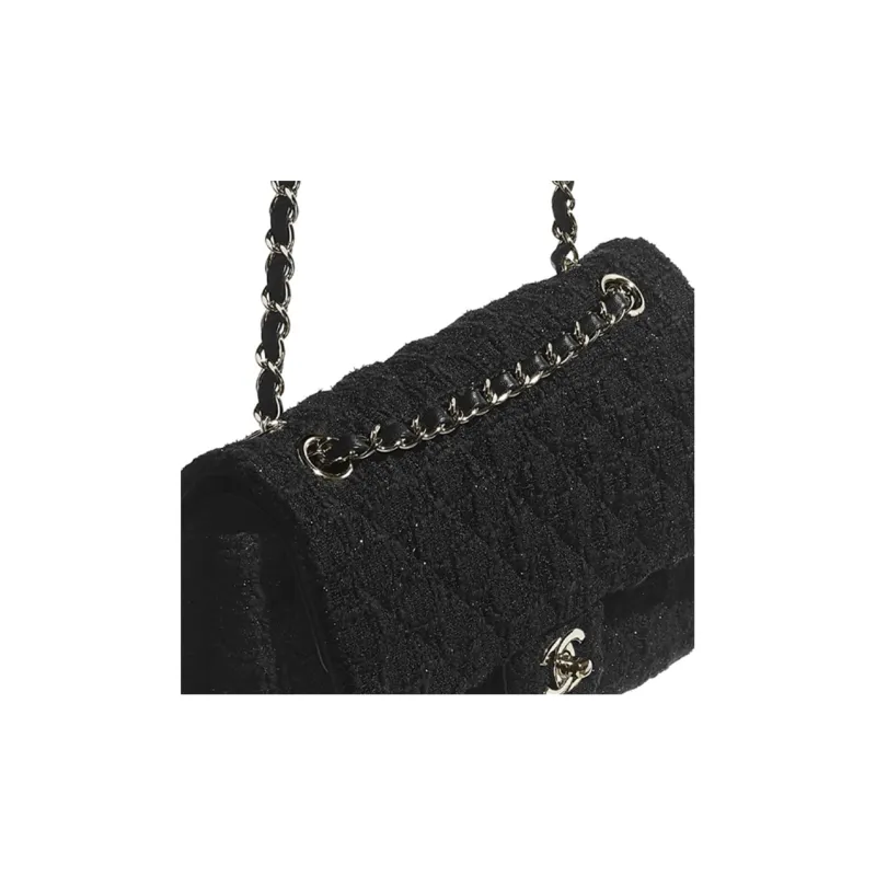 CHANEL Classic Flap CF Tweed Shoulder Bag, Crossbody Bag Mini Women's Black-2