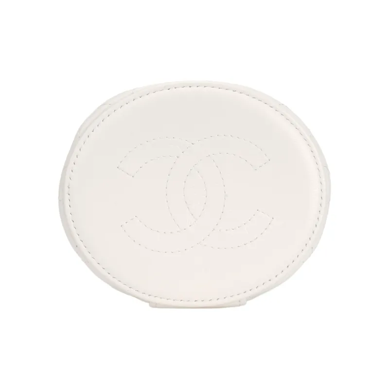 CHANEL 22SS Shiny Lambskin Makeup Bags Handbags Small Size Women's White-3