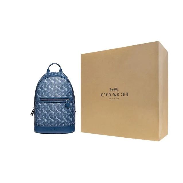COACH Barrow Canvas With Artificial Leather Backpack Men's Blue-5
