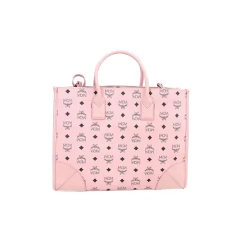 MCM München Visetos Leather Combo Bag Handbag Large Size Women's Pink