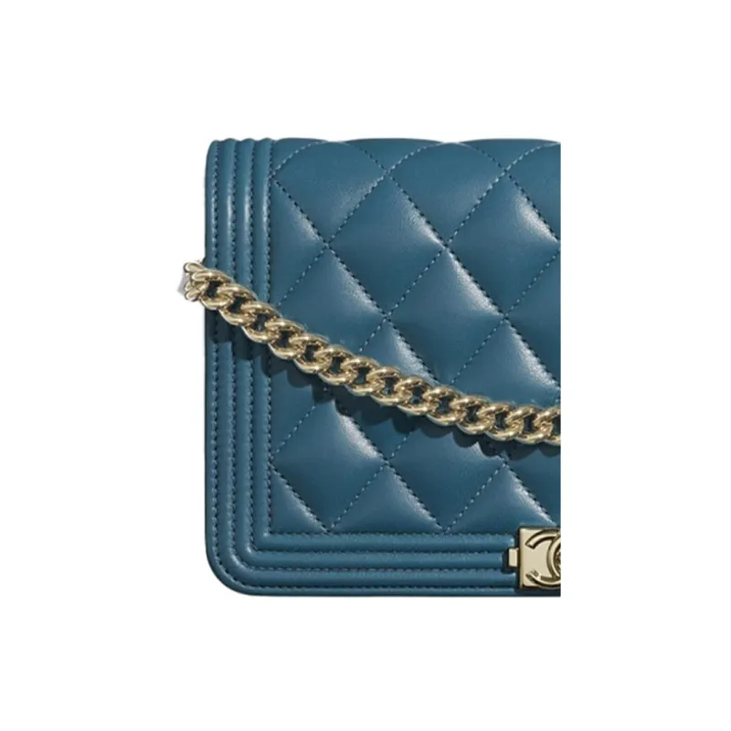CHANEL Leboy Lambskin Shoulder Bag Women's Turquoise-4