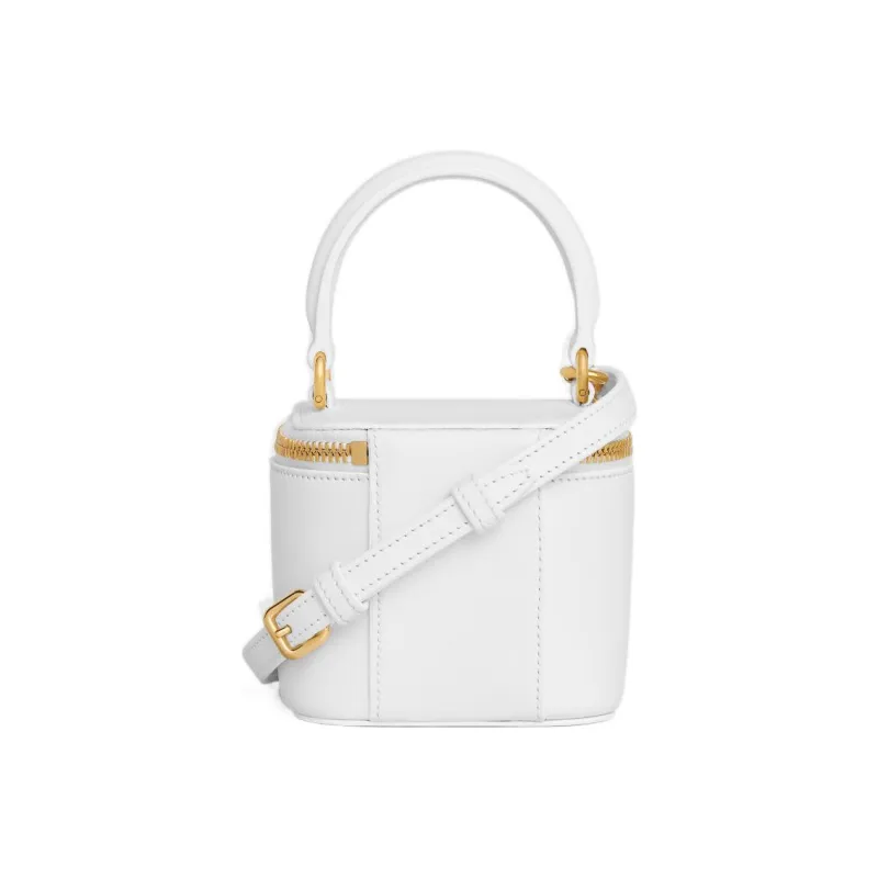 CELINE Smooth Cow Leather Makeup Case Shoulder Bag Crossbody Bag Handbag Mini Women's Arctica White-2