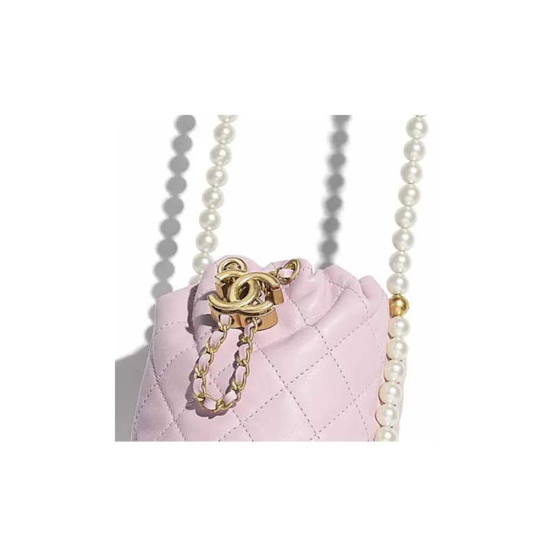 CHANEL Calfskin Bucket Bag Handbag Mini Women's Light Pink Red-3