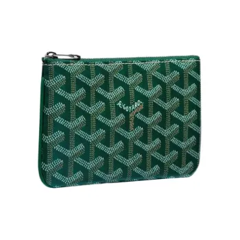 GOYARD SENAT Canvas With Calfskin Wallet Card Holder Clutch Mini Unisex Green