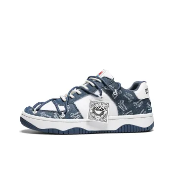 SESAME STREET Low Top Stylish Skateboarding Shoes Unisex Navy Blue