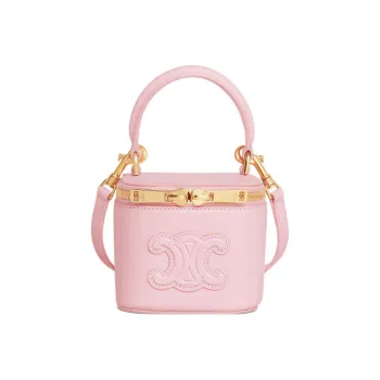 CELINE Smooth Cow Leather Makeup Case Shoulder Bag Crossbody Bag Handbag Mini Women's Pink