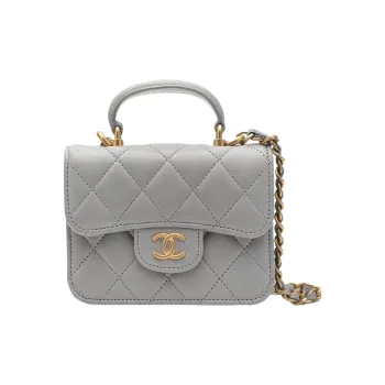 CHANEL Sheepskin Flap Bag, Coin Purse, Handbag, Shoulder Bag, Crossbody Bag Trumpets Women's Gray