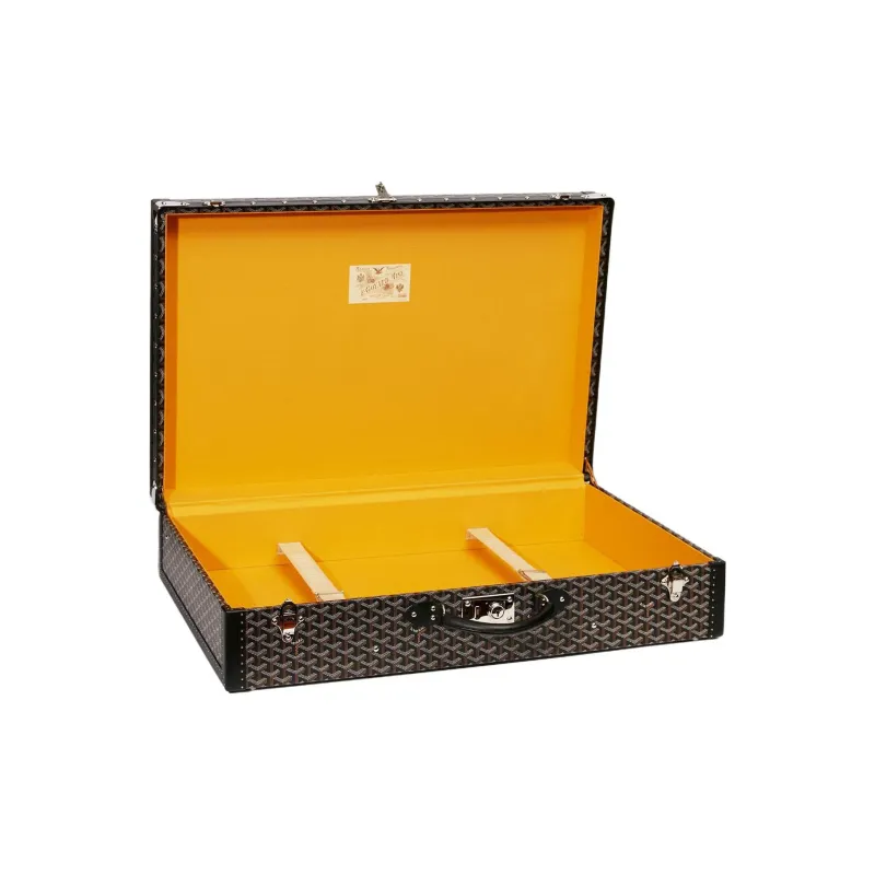 GOYARD Grand Hôtel Canvas With Leather Hard Case Handbag Unisex Black-2