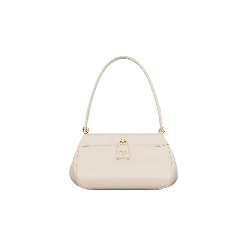 DIOR Key Smooth Cow Leather Shoulder Bag, Handbag Trumpets Women's Gray Ivory-0
