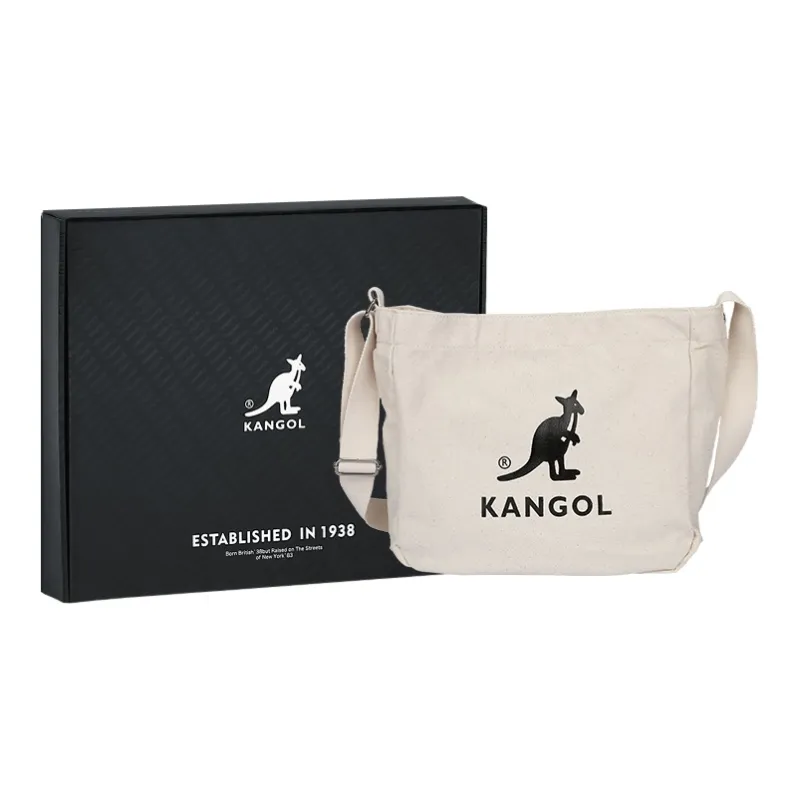 KANGOL Canvas Messenger Bag, Tote Bag, Tote Bag, Canvas Bag, Shopping Bag, Crossbody Bag Large Size Unisex Black-5