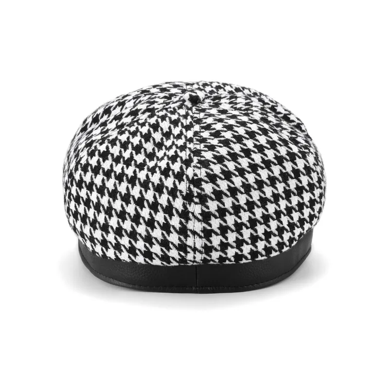 GENANX Berets Unisex Black White Plaid-3