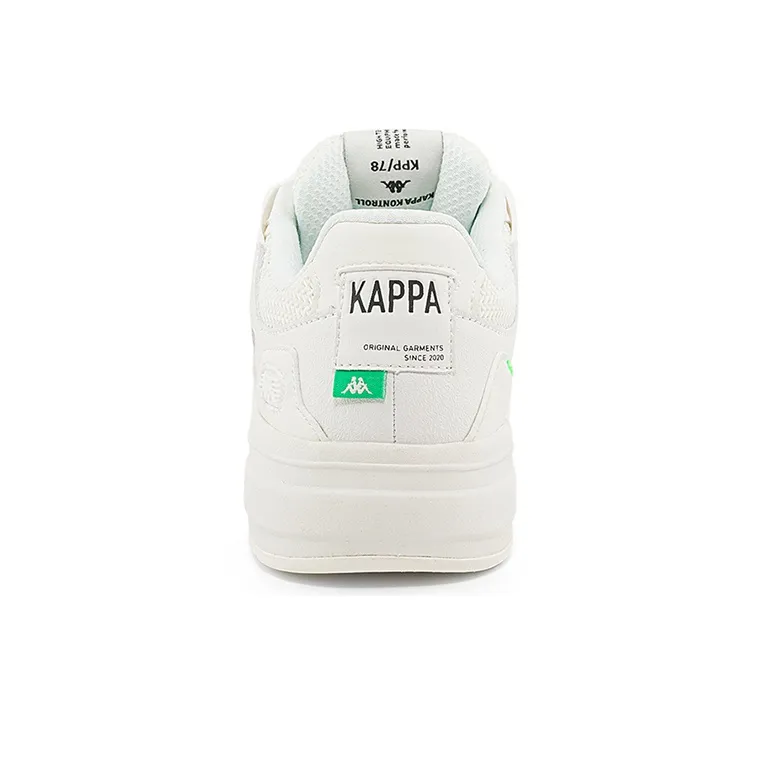 Kappa Anti Slip Wear Resistant Low Top Skateboard Shoes Unisex White Green-5