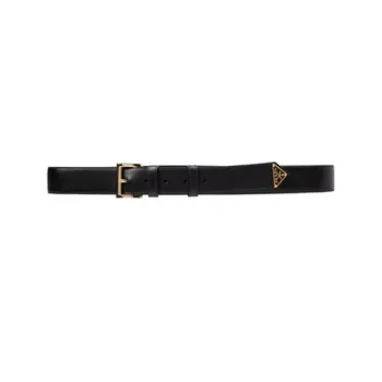 PRADA Logo Plaque Square Buckle Belt