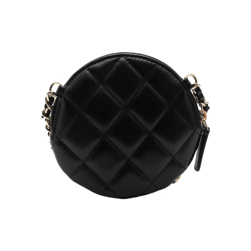 CHANEL Lambskin Earphone Case, Handheld Bag, Shoulder Bag, Crossbody Bag Women's Black-3