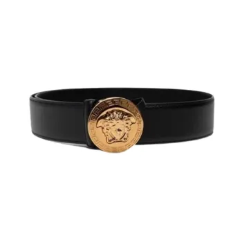 VERSACE Leather Belts Women's Black