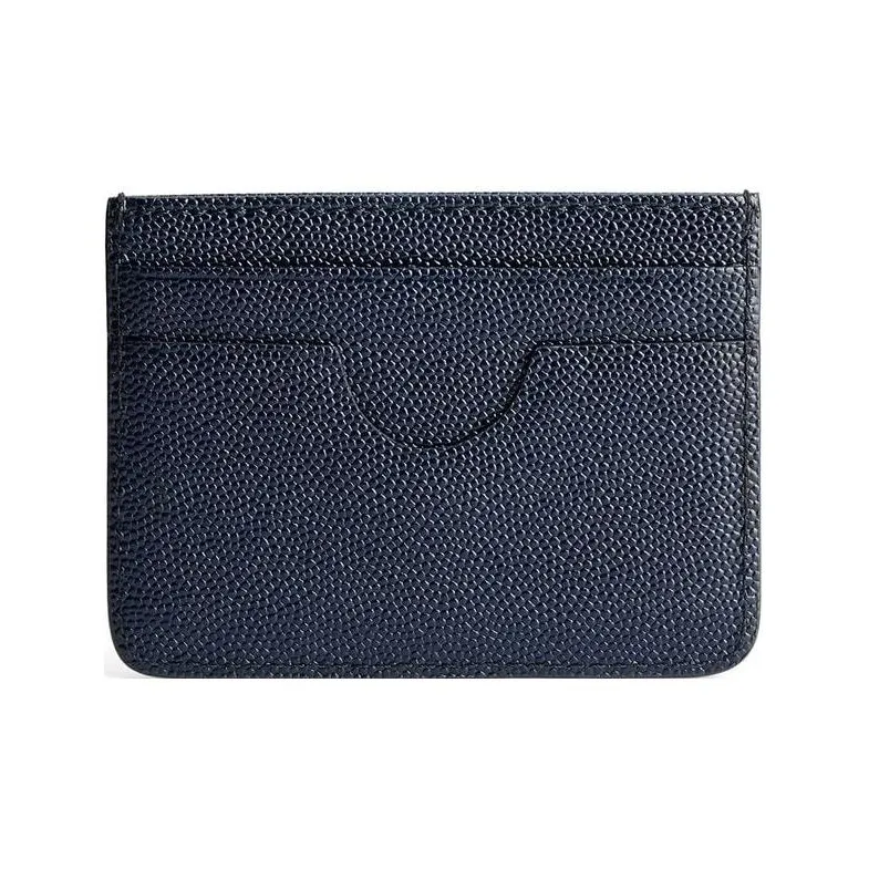 AMIPARIS Fish Paste Leather Business Card Holder Card Case Men's Blue-2