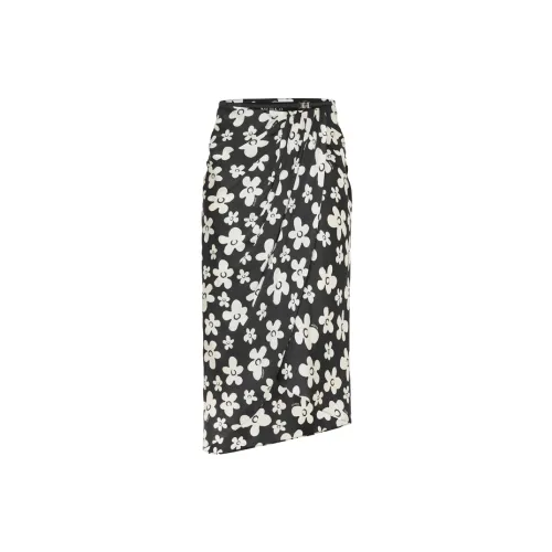 MO&CO Casual Long Skirts Women's Black Base With White And Multicolor Accents