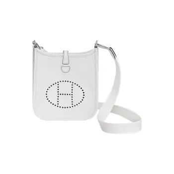 HERMES Evelyne Clemence Bullock Leather Shoulder Bag Crossbody Bag Mini Women's New White