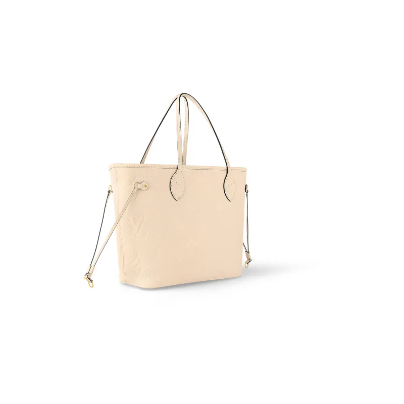 LOUIS VUITTON NEVERFULL Grain Cow Leather Tote Bag, Shopping Bag, Shoulder Bag, Handbag Medium Size Women's Cream White-1