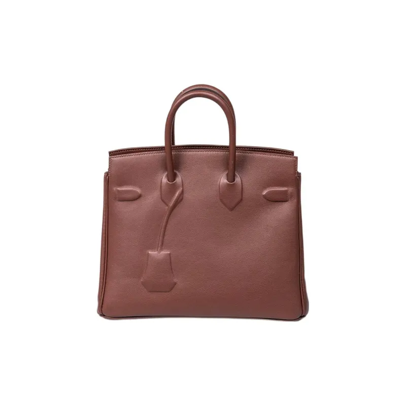 HERMES Birkin Swift Leather Shadow Birkin Bag Handbag 25 Women's 0G Rouge Sellier Saddle Red-3