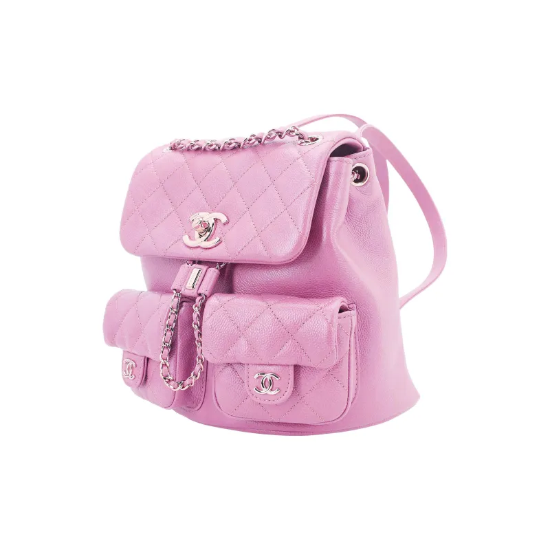 CHANEL Grain Litchi Grain Calfskin Backpack Medium Size Women's Pink-1