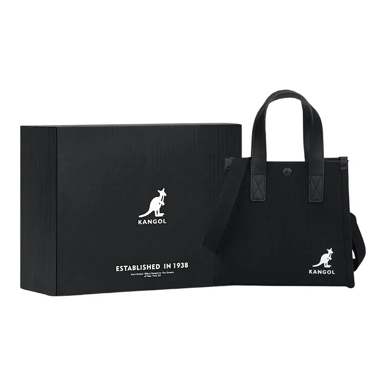 KANGOL Canvas Tofu Bag, Small Square Bag, Canvas Bag, Handbag, Crossbody Bag Small Size Women's Ecru-1