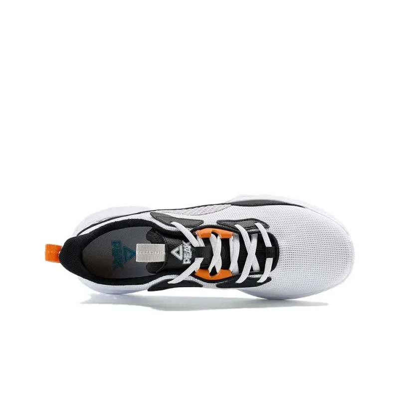 PEAK Qingyi Cushioning Anti Slip Wear Resistant Breathability Low Top Running Shoes Men's White Black Orange-2