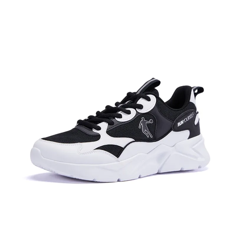 QIAODAN Lightweight, Wear resistant, And Non slip Low Top Running Shoes Men's Black Jordan White-1
