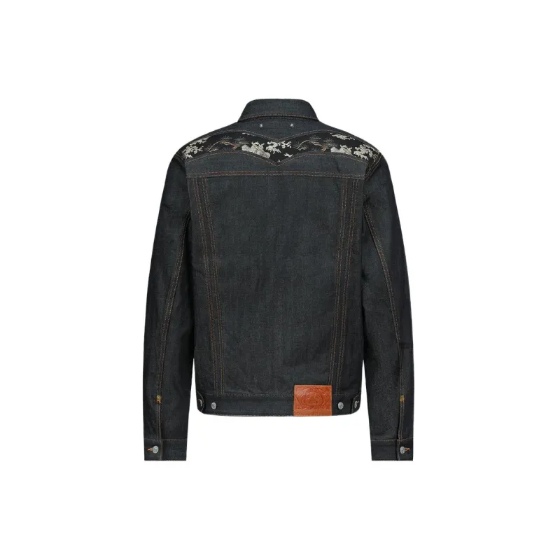 EVISU Denim Jackets Men Dark Blue-1