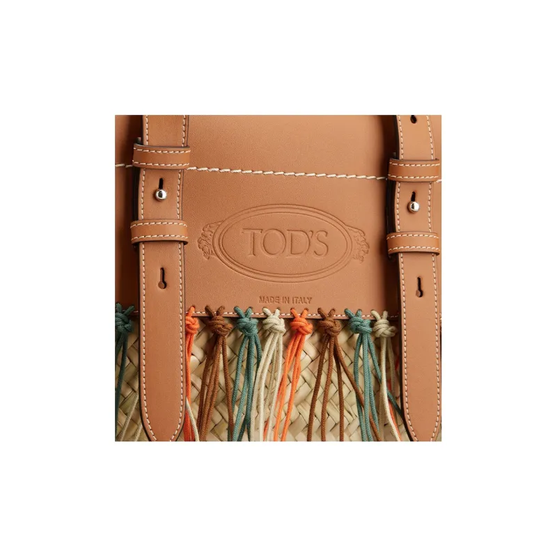 TOD'S Straw Tote Bag, Shopping Bag, Shoulder Bag, Handbag Medium Size Women's Multicolor-3