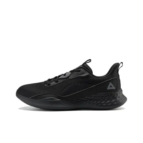PEAK Non slip Wear resistant Shock Absorption Low Top Running Shoes Men's All Black